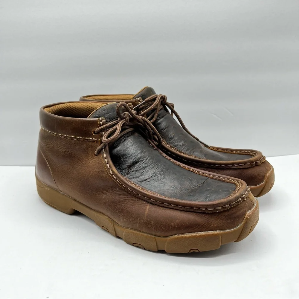 Justin Size 10.5 M Men's Cowhide Leather Casual Shoe Ostrich Vamp Mocs